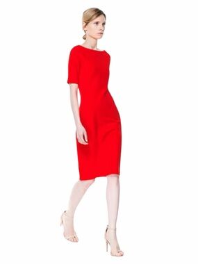 Zara Red Midi Sheath Dress